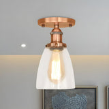 Classic Foyer Copper Cone Glass Semi-Flush Mount Light Image - 15