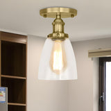 Classic Foyer Copper Cone Glass Semi-Flush Mount Light Image - 17