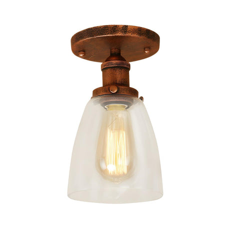 Classic Foyer Copper Cone Glass Semi-Flush Mount Light Image - 2