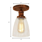 Classic Foyer Copper Cone Glass Semi-Flush Mount Light Image - 4