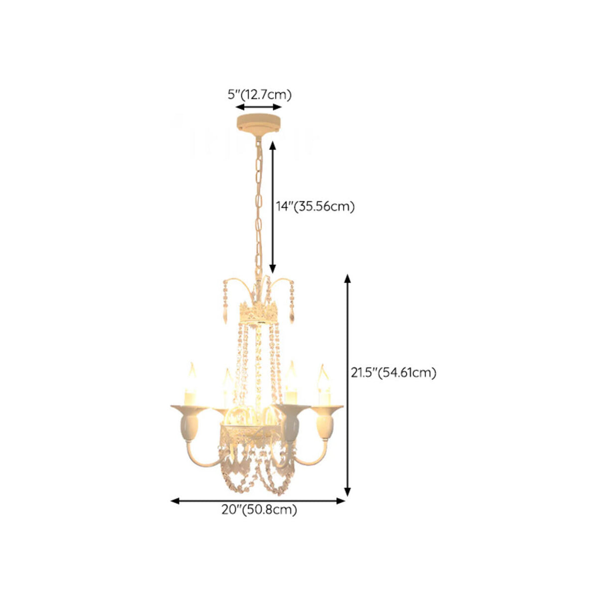 Classic French White Crystal Candelabra Chandelier 