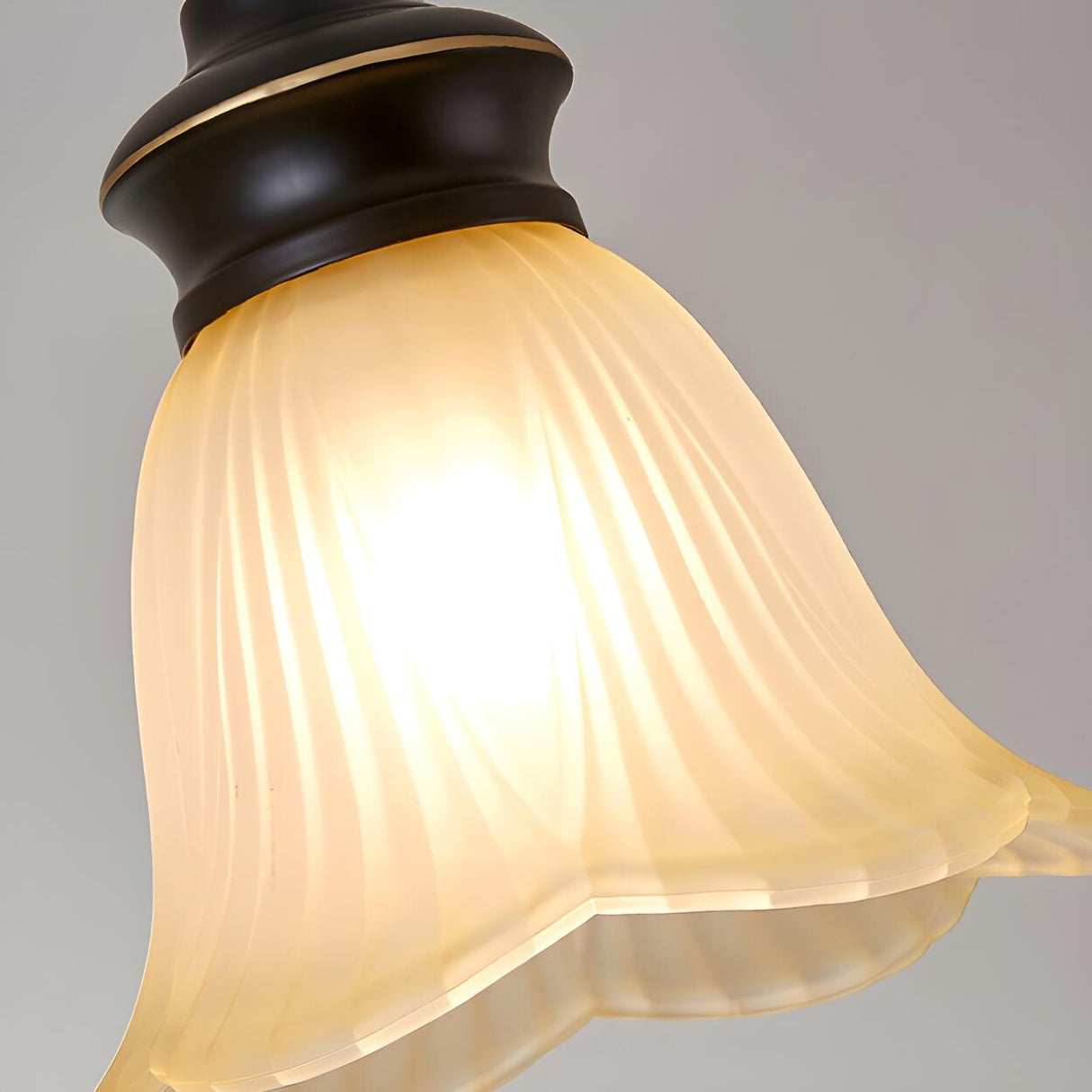 Classic Frosted Glass Bell Metal Pendant Light Image - 11