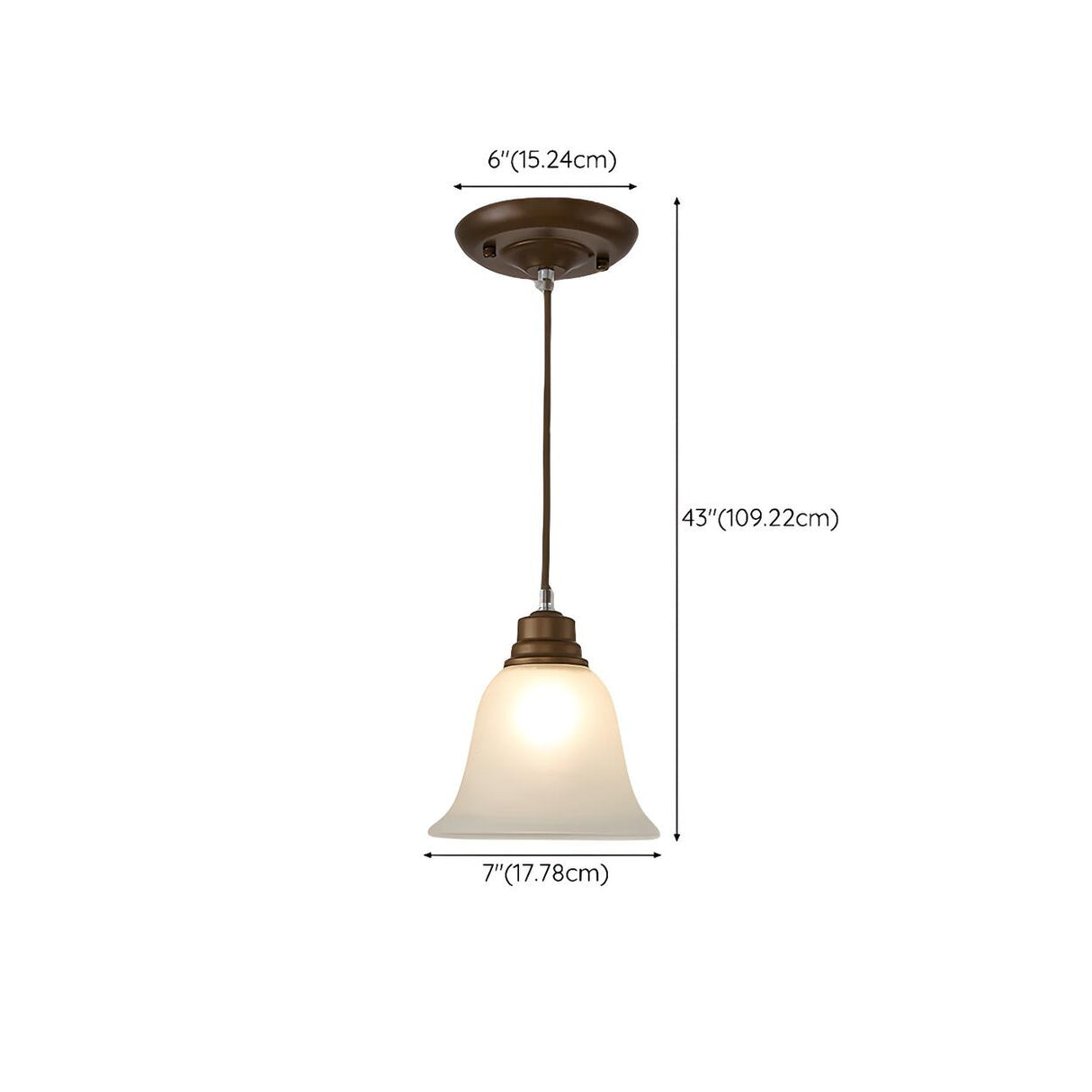 Classic Frosted Glass Bell Metal Pendant Light 