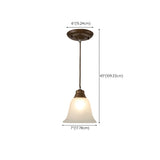 Classic Frosted Glass Bell Metal Pendant Light #size