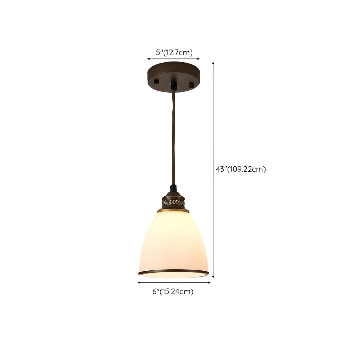 Classic Frosted Glass Bell Metal Pendant Light Image - 14