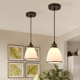 Classic Frosted Glass Bell Metal Pendant Light Image - 2