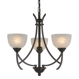 Classic Frosted Glass Bowl 3-Light Black Metal Chandelier Image - 3