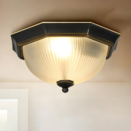 Classic Frosted Glass Bowl-Shaped Flush Mount Light Image - 1