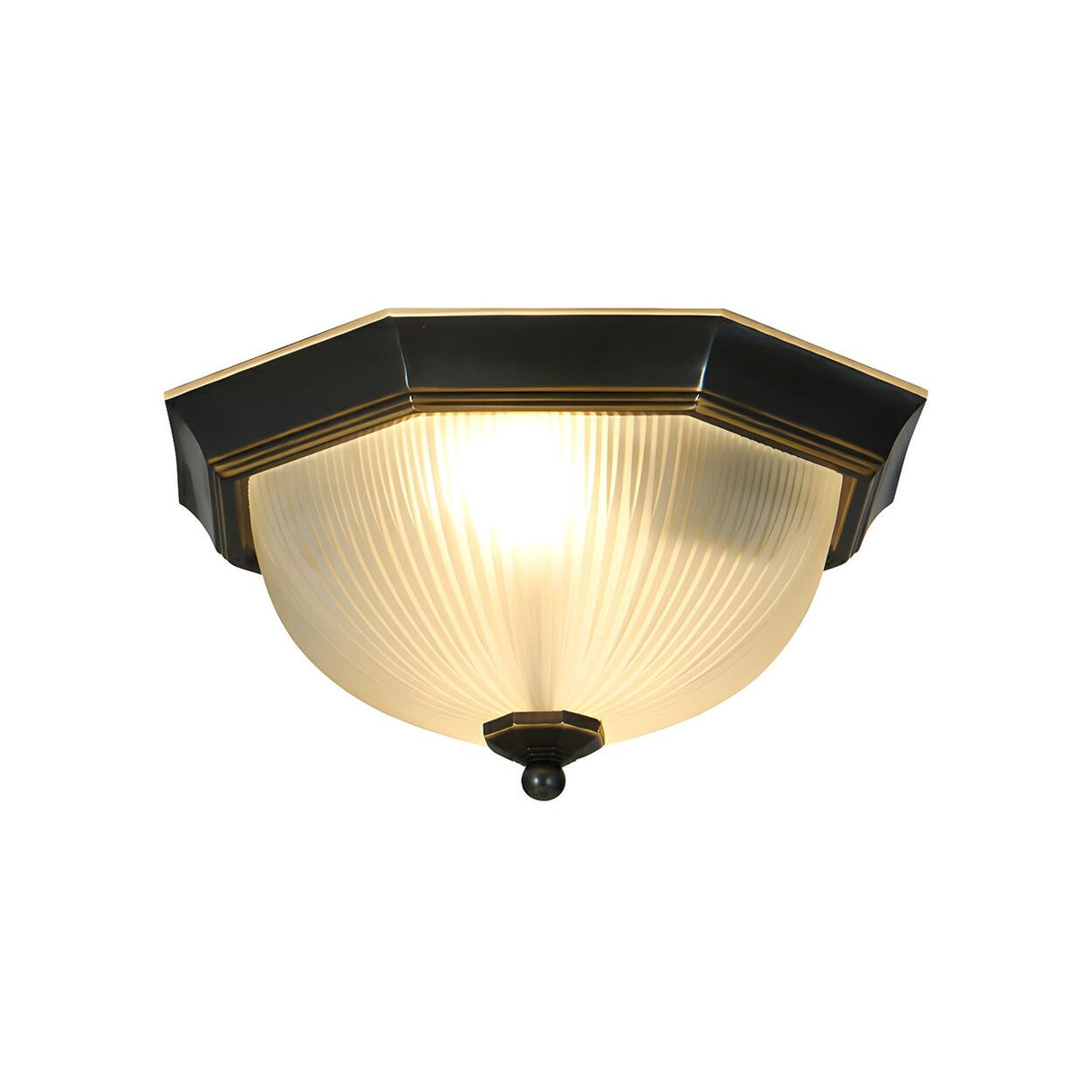 Classic Frosted Glass Bowl-Shaped Flush Mount Light Image - 4