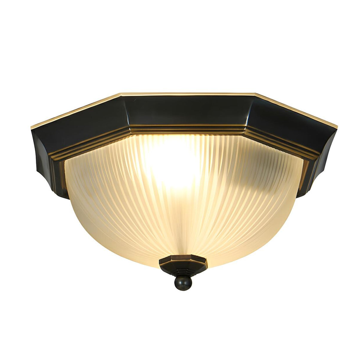 Classic Frosted Glass Bowl-Shaped Flush Mount Light Image - 5