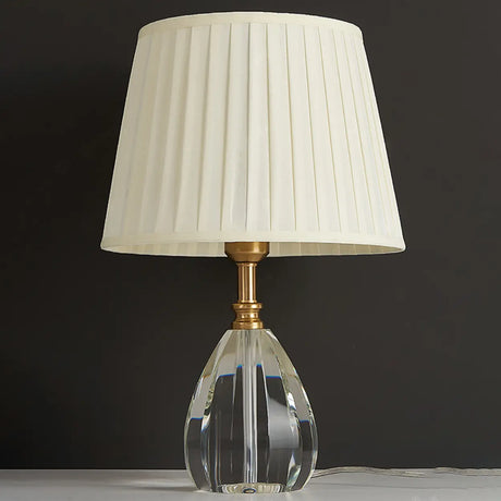 Classic Geometric Barrel Lampshade Crystal Base Table Lamp Image - 2