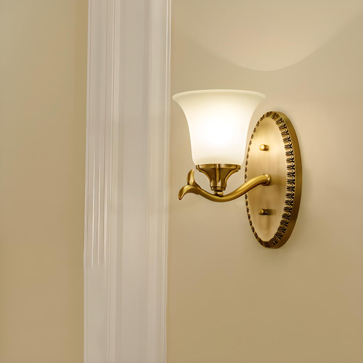 Classic Geometric Metal Frosted Glass Wall Sconce Image - 1