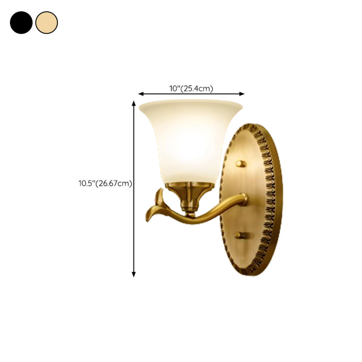 Classic Geometric Metal Frosted Glass Wall Sconce 