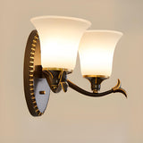 Classic Geometric Metal Frosted Glass Wall Sconce Image - 2