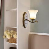 Classic Geometric Metal Frosted Glass Wall Sconce Image - 4