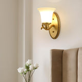 Classic Geometric Metal Frosted Glass Wall Sconce Image - 5