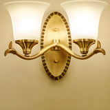 Classic Geometric Metal Frosted Glass Wall Sconce Image - 7