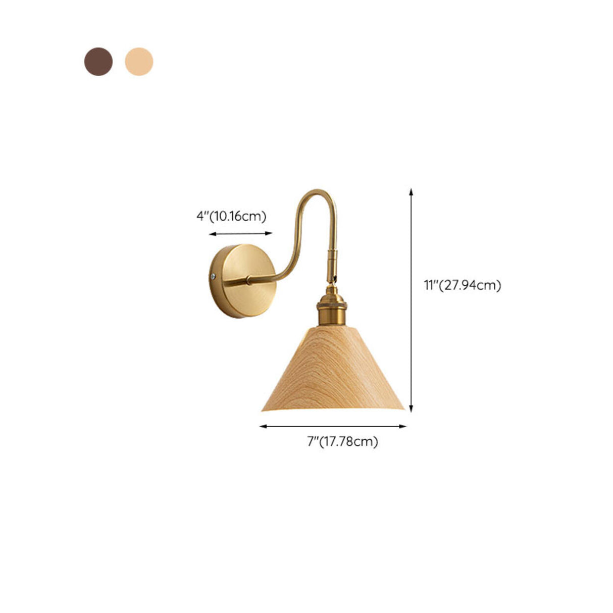 Classic Gold and Dark Wood Bedroom Vanity Wall Light  