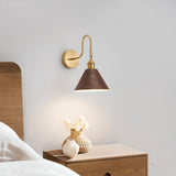 Classic Gold and Dark Wood Bedroom Vanity Wall Light  Image - 2