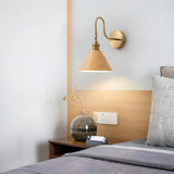 Classic Gold and Dark Wood Bedroom Vanity Wall Light  Image - 4