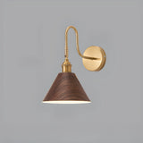 Classic Gold and Dark Wood Bedroom Vanity Wall Light  Image - 6