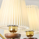 Classic Gold and Walnut Fabric Round Chandelier Image - 12