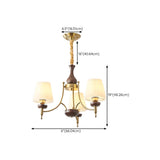 Classic Gold and Walnut Fabric Round Chandelier #size