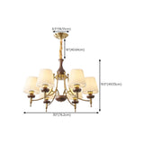 Classic Gold and Walnut Fabric Round Chandelier Image - 15