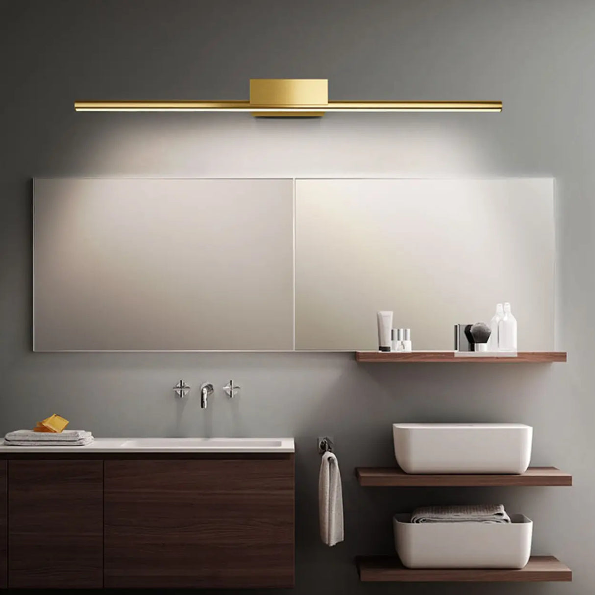 Classic Gold Linear LED Bathroom Mirror Vanity Light Image - 14