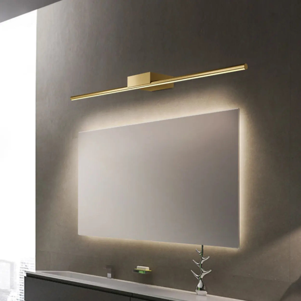 Classic Gold Linear LED Bathroom Mirror Vanity Light Image - 3