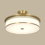 Classic Gold Round Drum Flush Mount Light Dining Room Image - 10