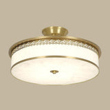 Classic Gold Round Drum Flush Mount Light Dining Room Image - 11