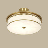 Classic Gold Round Drum Flush Mount Light Dining Room Image - 12