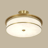 Classic Gold Round Drum Flush Mount Light Dining Room Image - 13