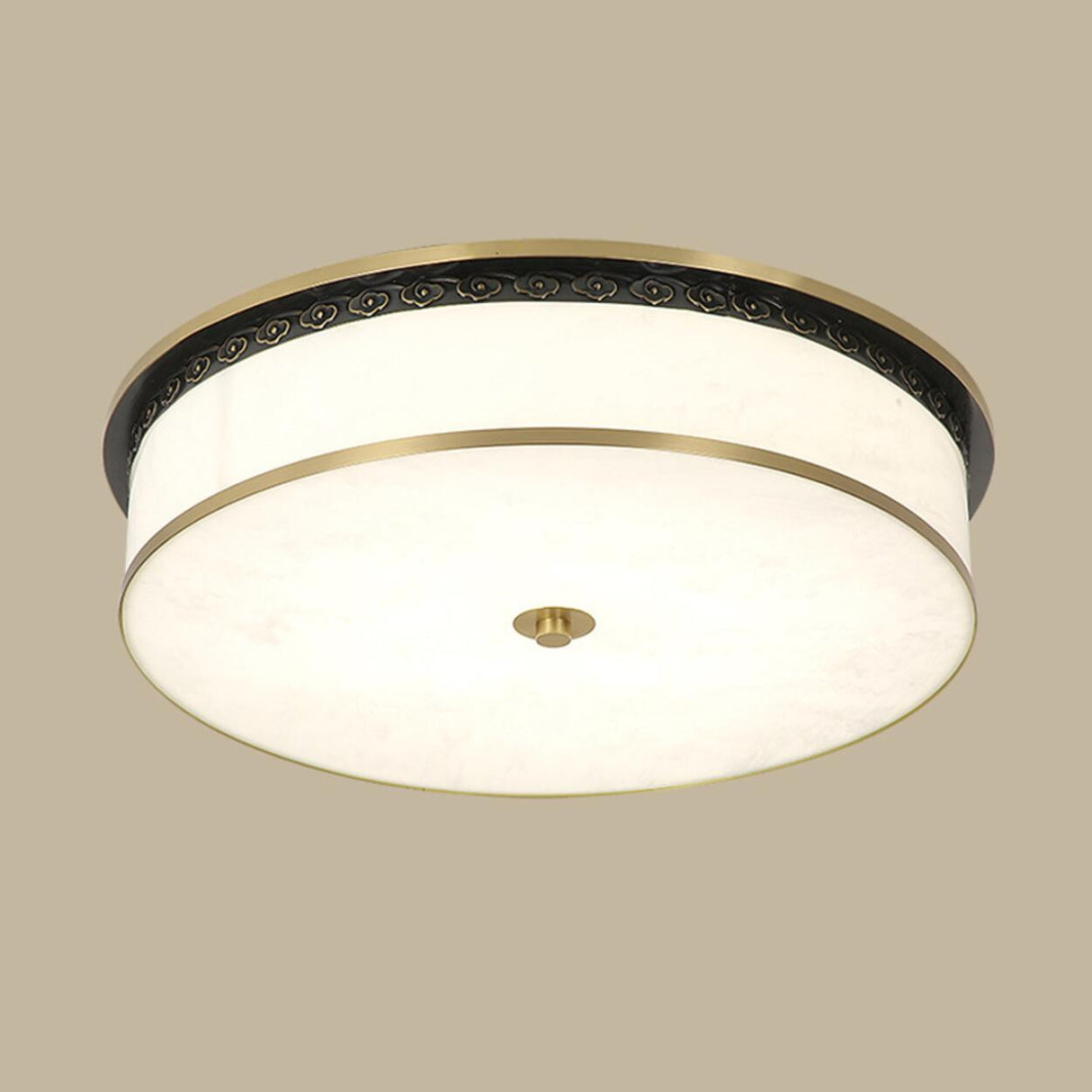 Classic Gold Round Drum Flush Mount Light Dining Room Image - 15