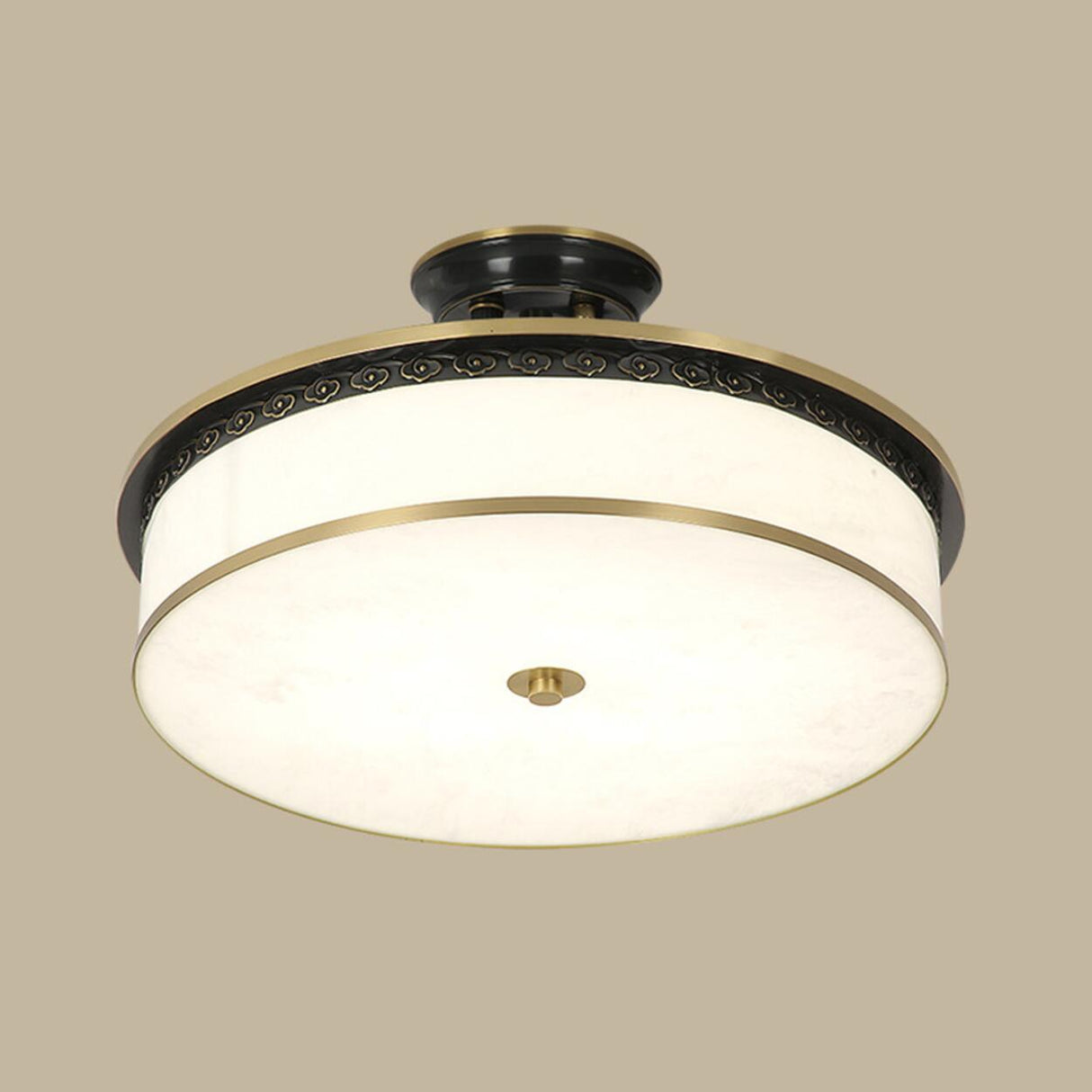 Classic Gold Round Drum Flush Mount Light Dining Room Image - 16