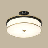 Classic Gold Round Drum Flush Mount Light Dining Room Image - 17