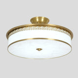 Classic Gold Round Drum Flush Mount Light Dining Room Image - 19