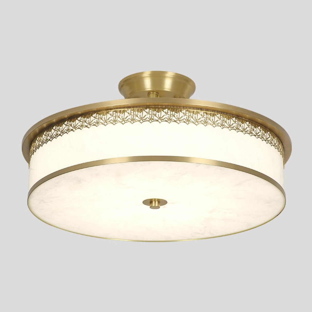 Classic Gold Round Drum Flush Mount Light Dining Room Image - 20