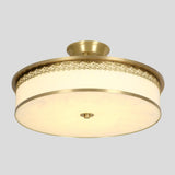 Classic Gold Round Drum Flush Mount Light Dining Room Image - 21