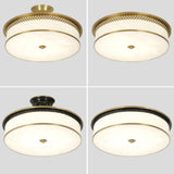 Classic Gold Round Drum Flush Mount Light Dining Room Image - 22