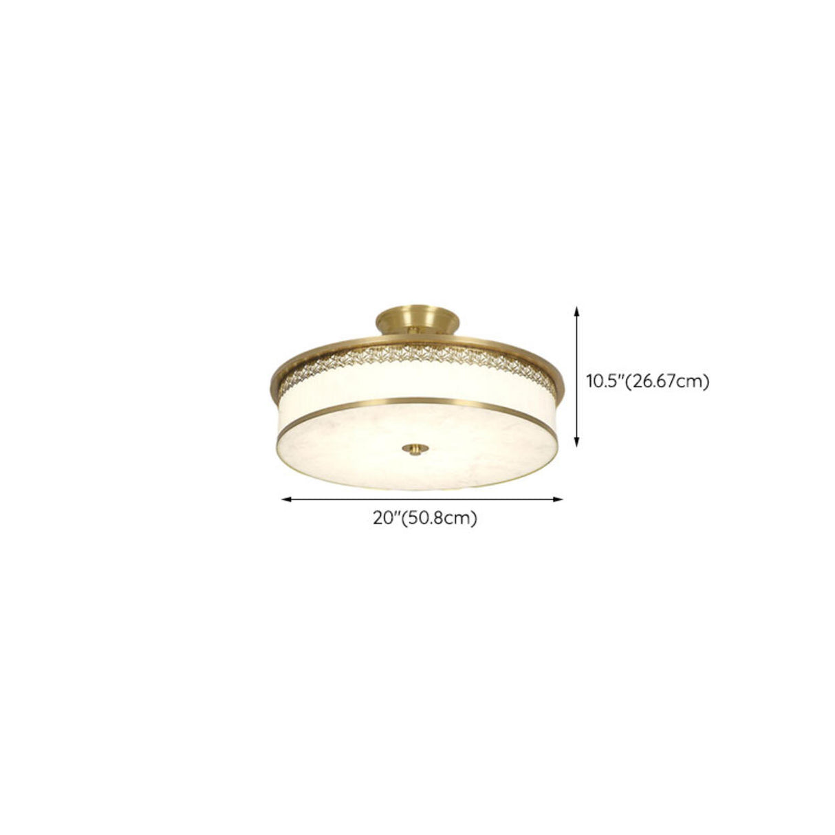 Classic Gold Round Drum Flush Mount Light Dining Room Image - 34