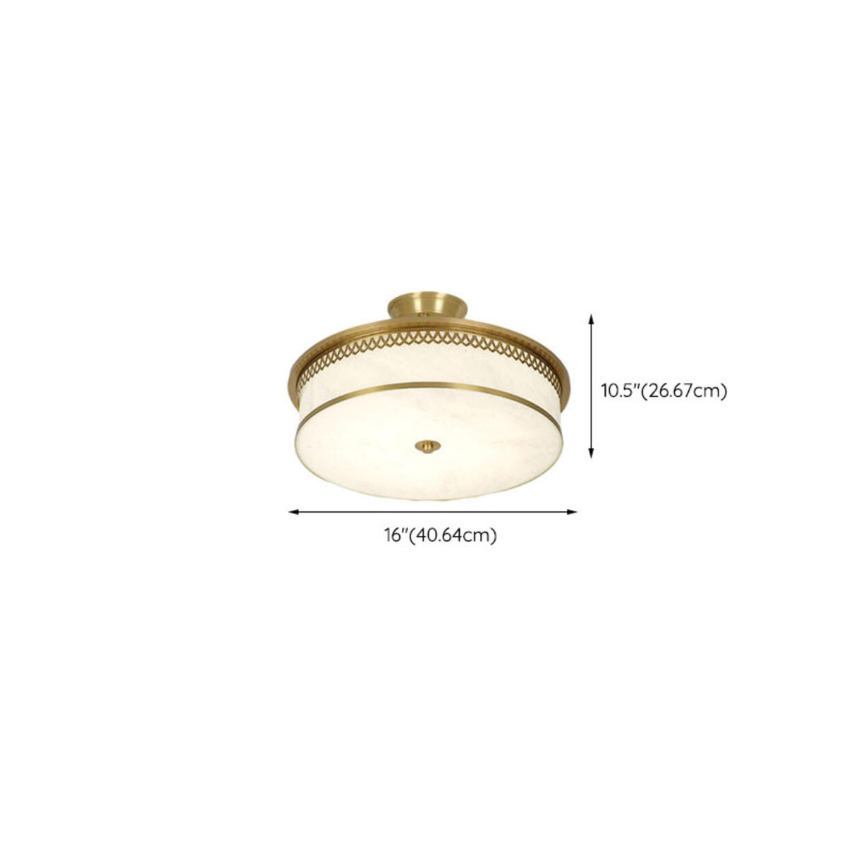 Classic Gold Round Drum Flush Mount Light Dining Room Image - 36