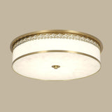 Classic Gold Round Drum Flush Mount Light Dining Room Image - 7