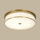 Classic Gold Round Drum Flush Mount Light Dining Room Image - 8