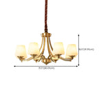 Classic Gold Six-Light White Glass Chandelier #size