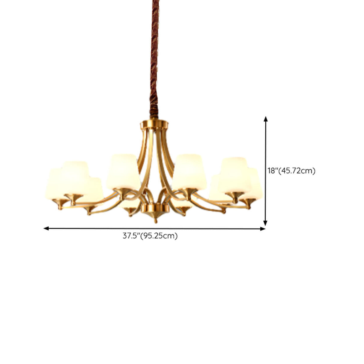 Classic Gold Six-Light White Glass Chandelier Image - 15