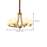 Classic Gold Six-Light White Glass Chandelier Image - 16