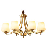 Classic Gold Six-Light White Glass Chandelier Image - 5