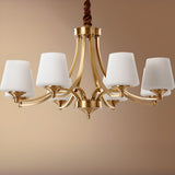 Classic Gold Six-Light White Glass Chandelier Image - 6